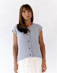 Peyton Raw Edge Cardigan · Dusty Blue