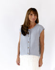 Peyton Raw Edge Cardigan · Dusty Blue