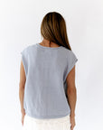 Peyton Raw Edge Cardigan · Dusty Blue