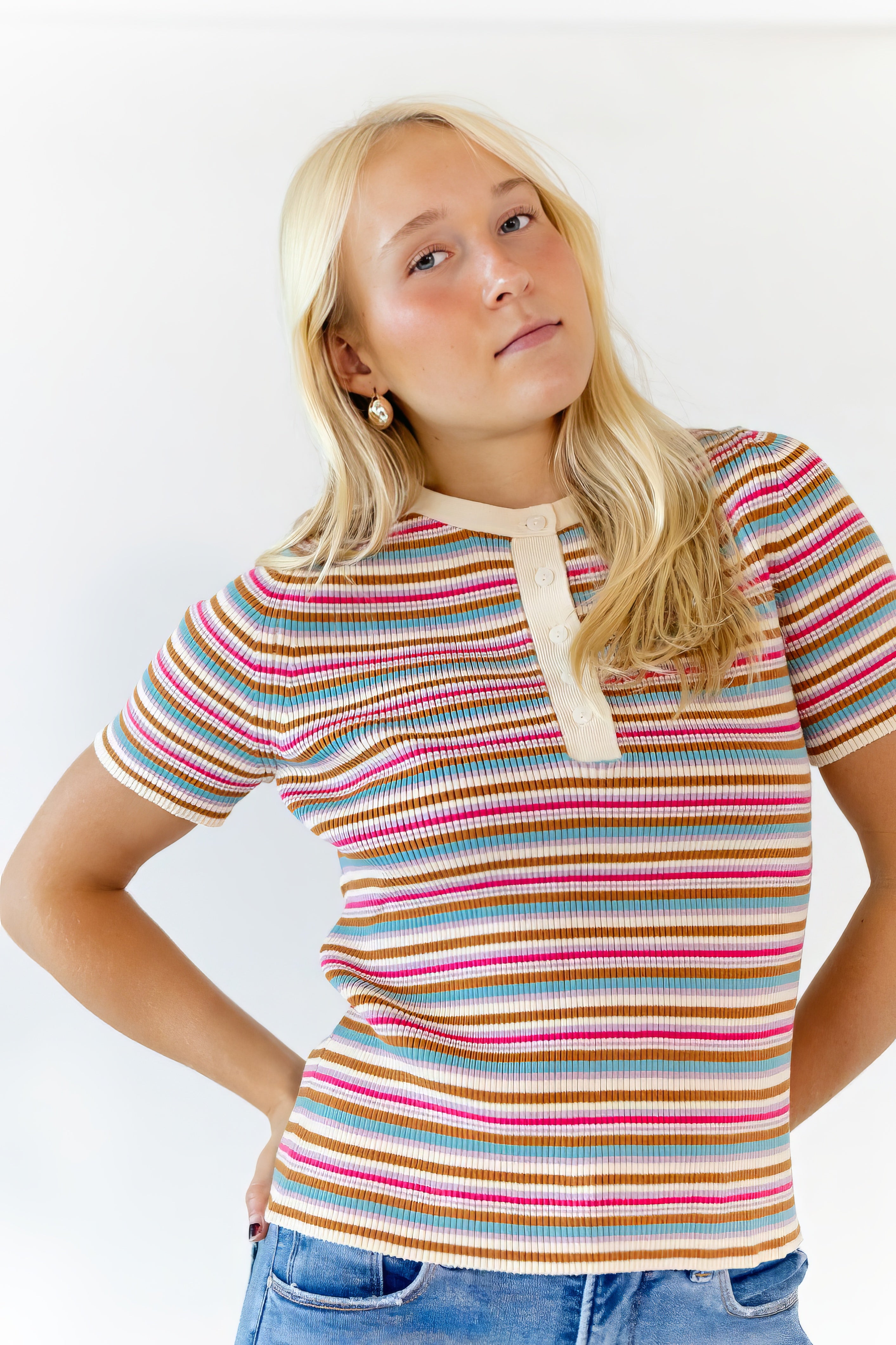 Cado Striped Knit Top