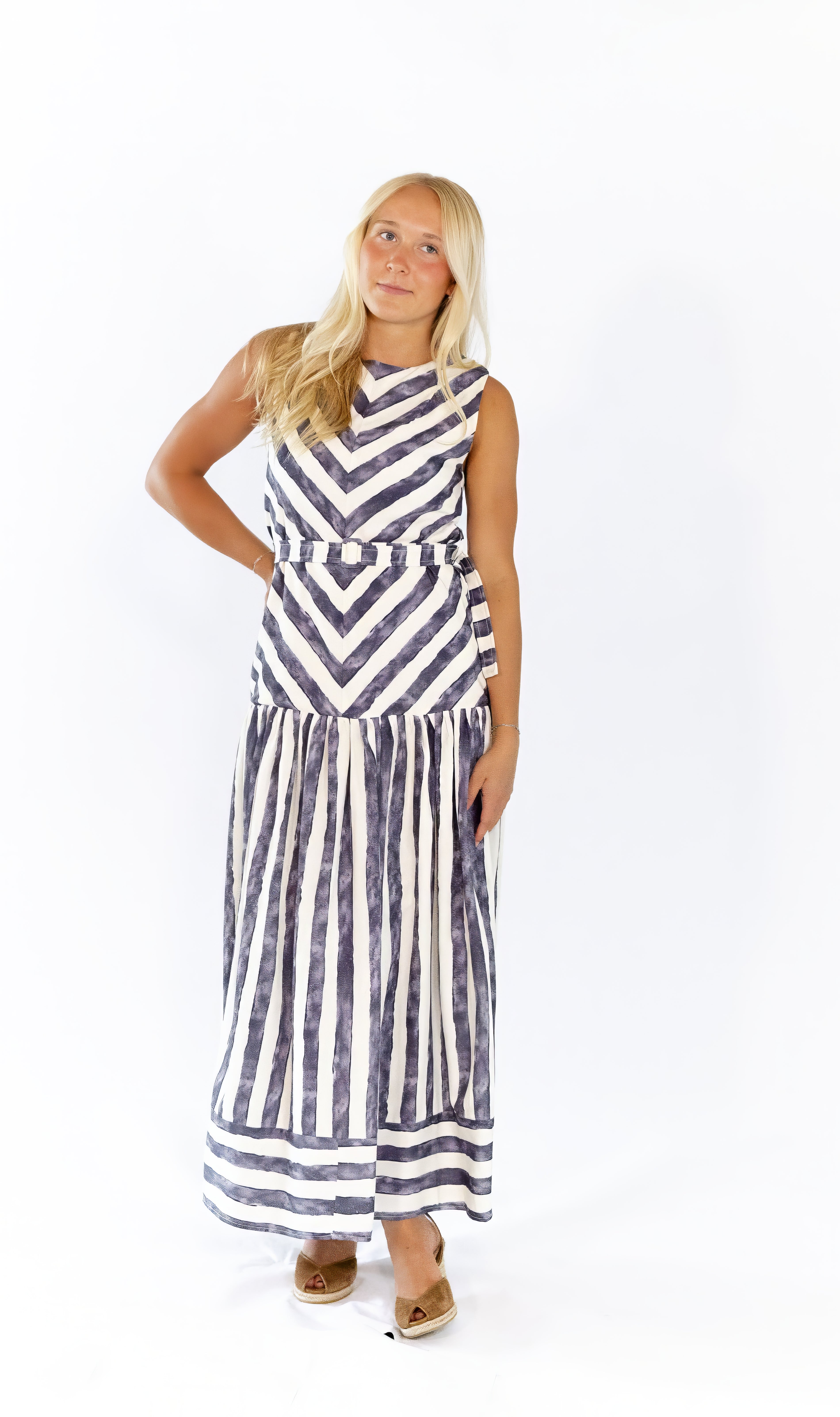 Bodie Contrast Striped Maxi Dress
