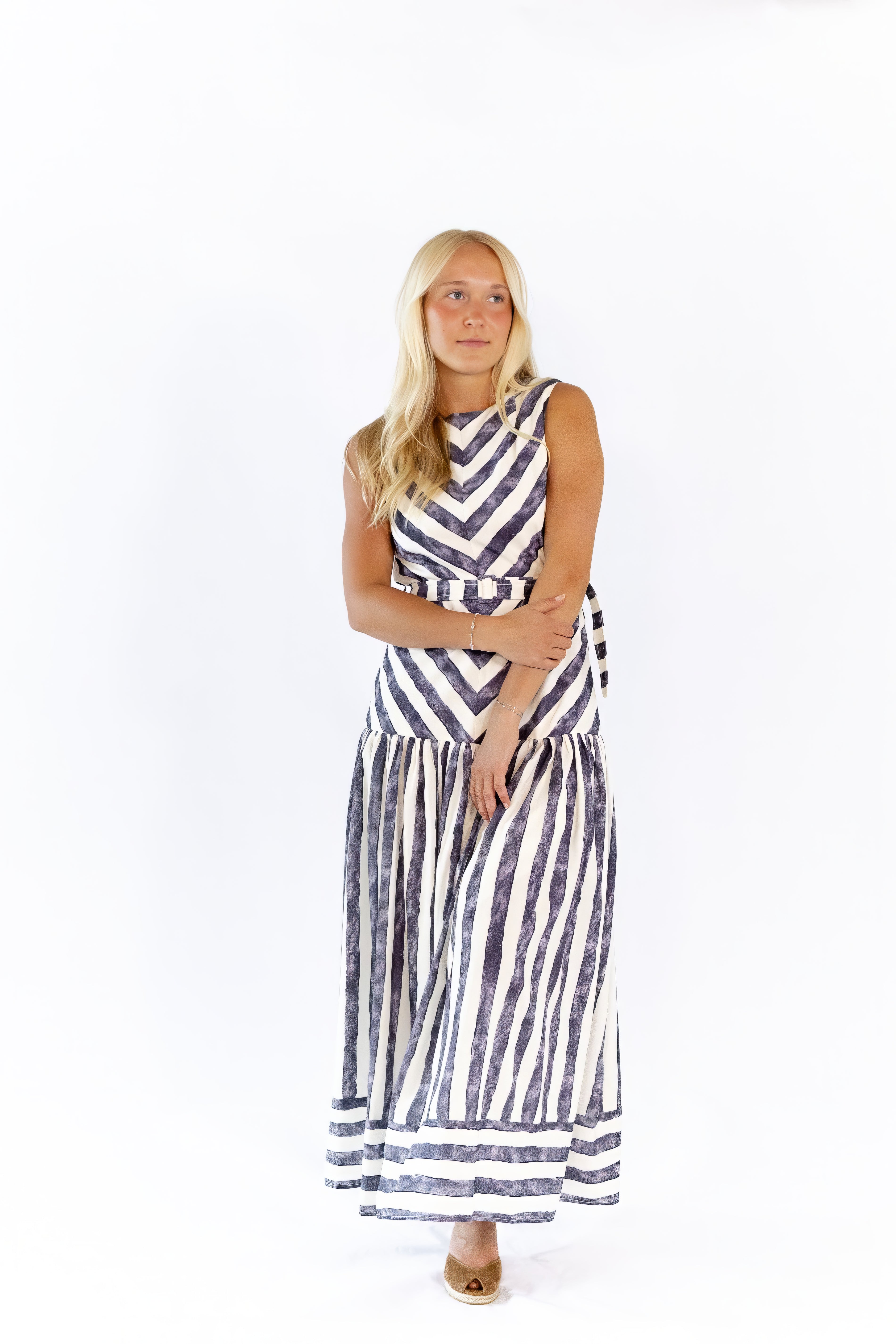 Bodie Contrast Striped Maxi Dress