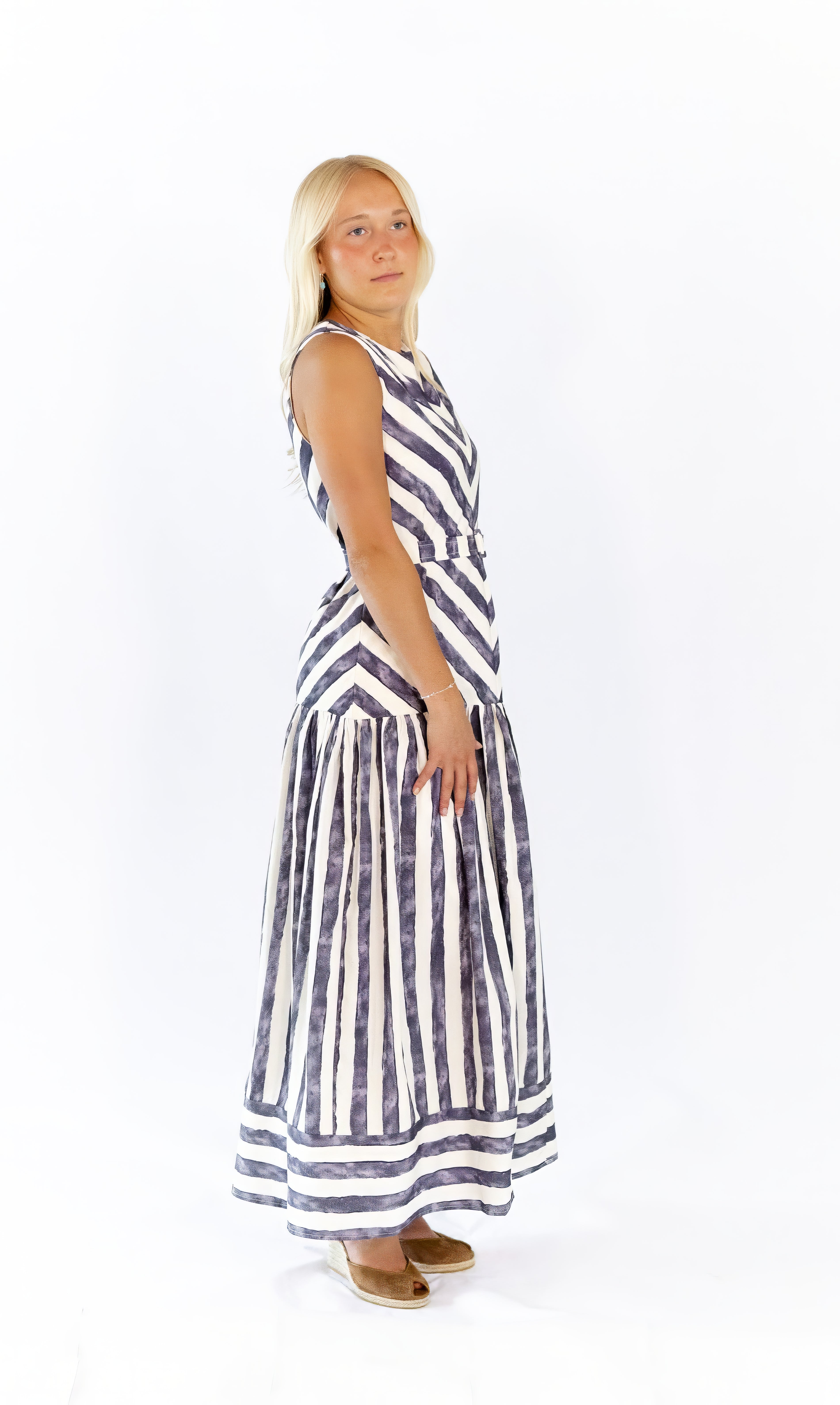 Bodie Contrast Striped Maxi Dress