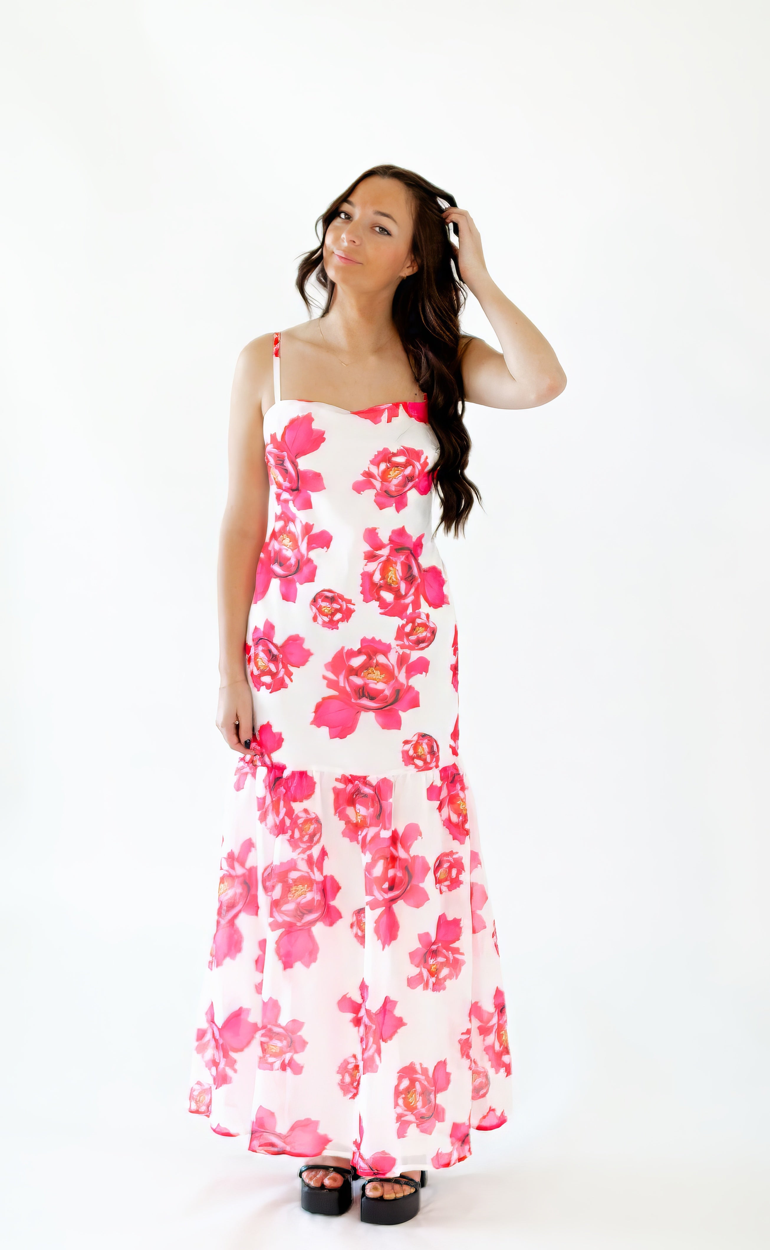 Wylie Floral Drop Hem Maxi Dress・Pink