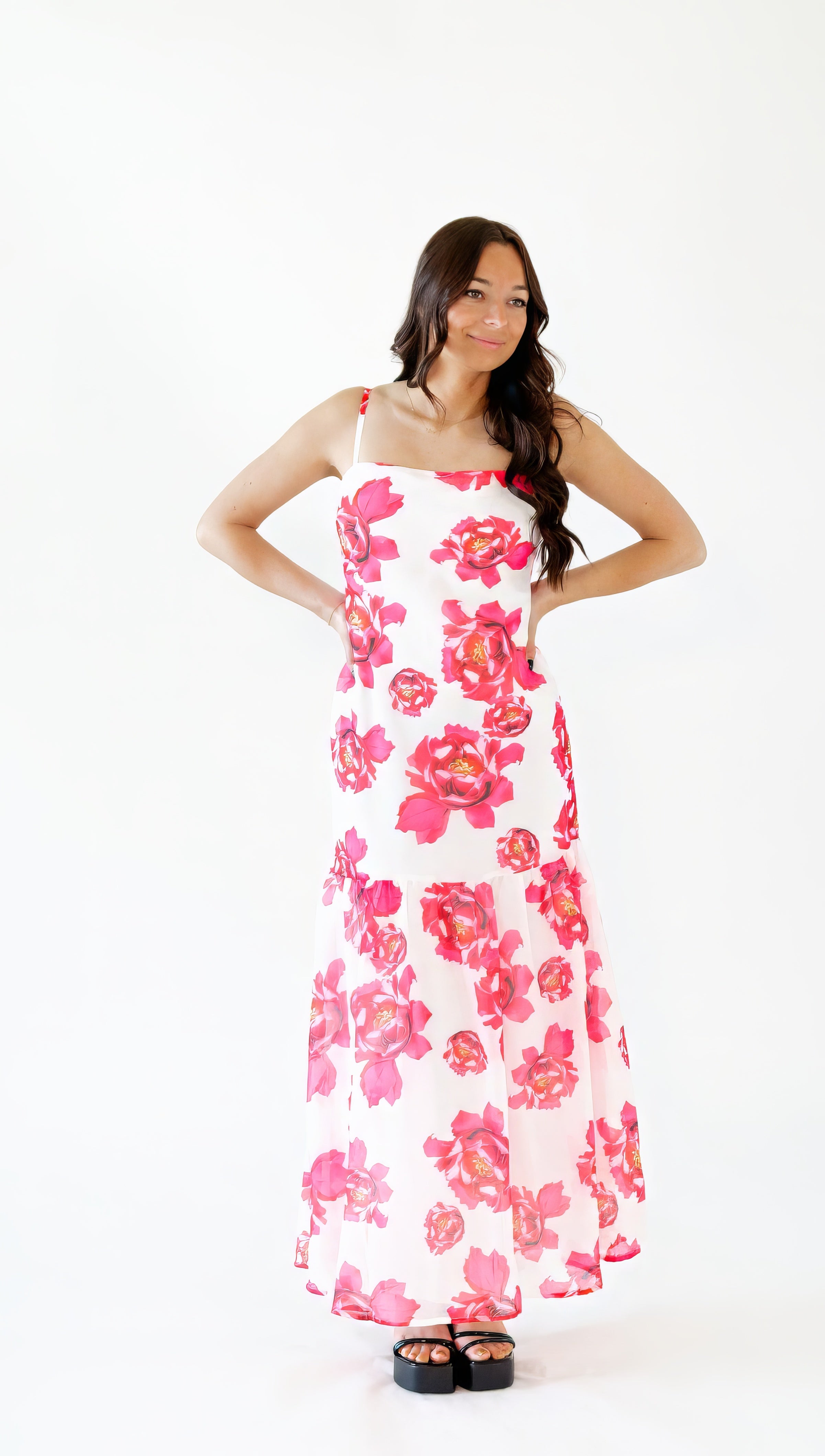 Wylie Floral Drop Hem Maxi Dress・Pink