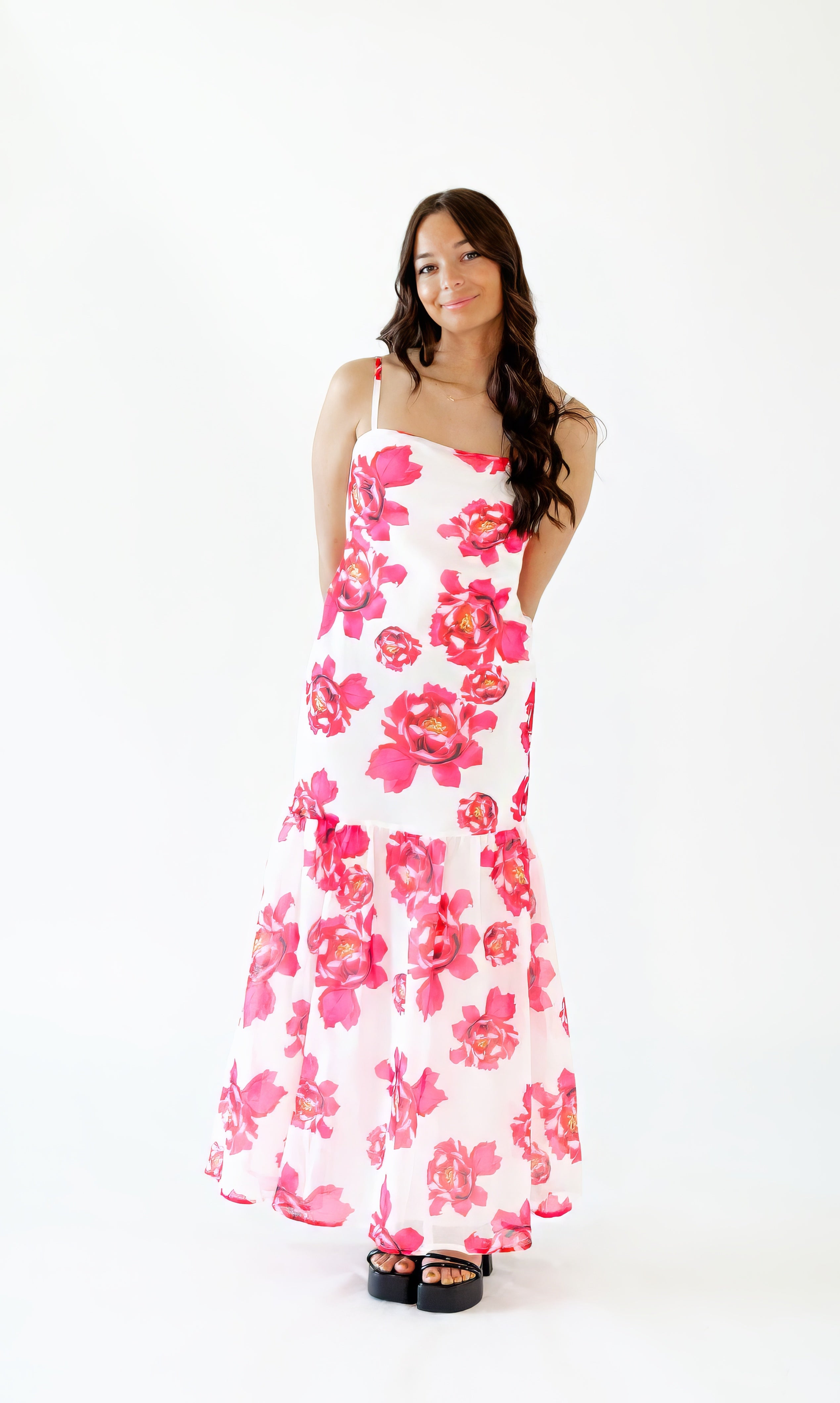 Wylie Floral Drop Hem Maxi Dress・Pink