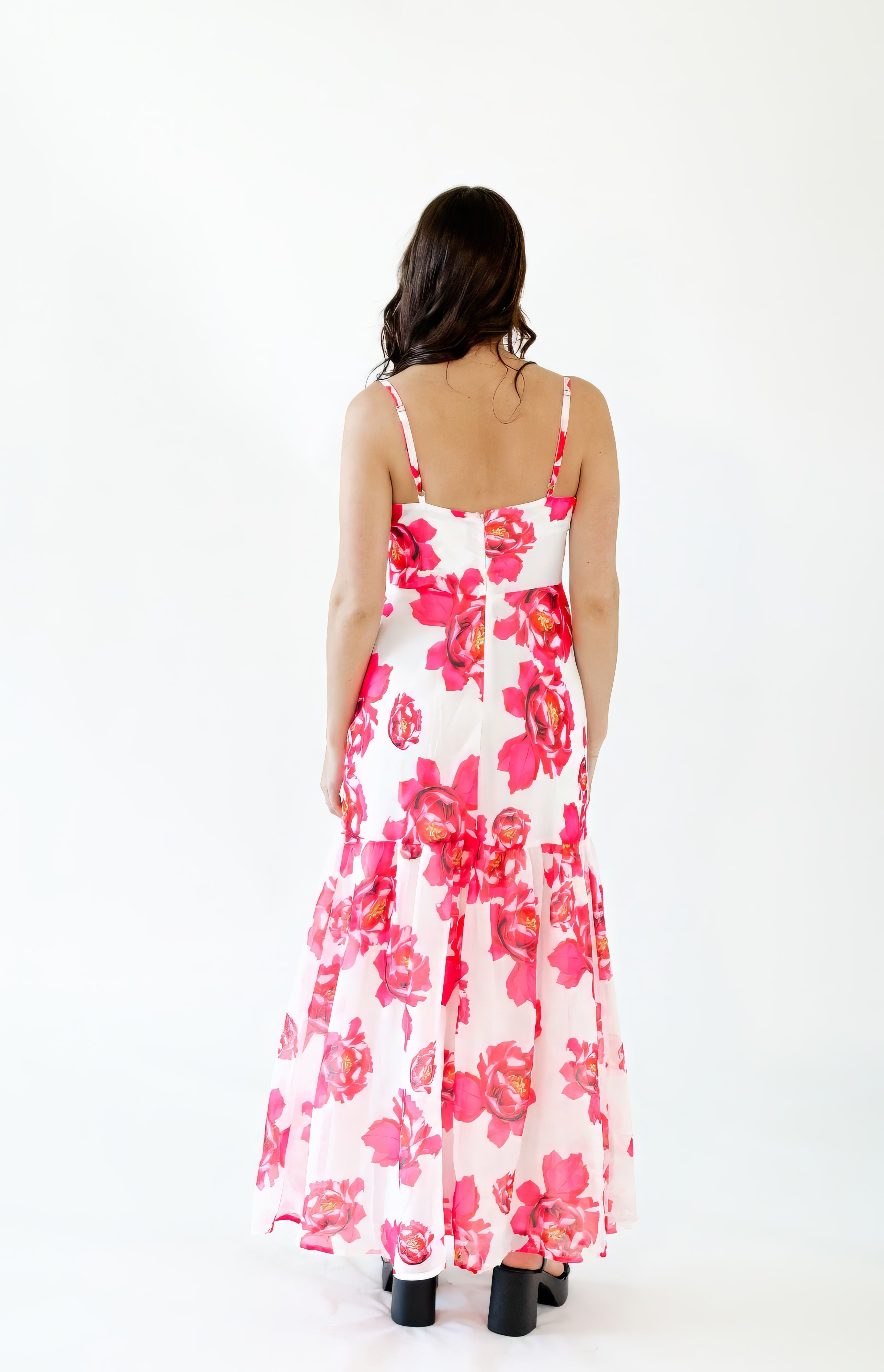 Wylie Floral Drop Hem Maxi Dress・Pink