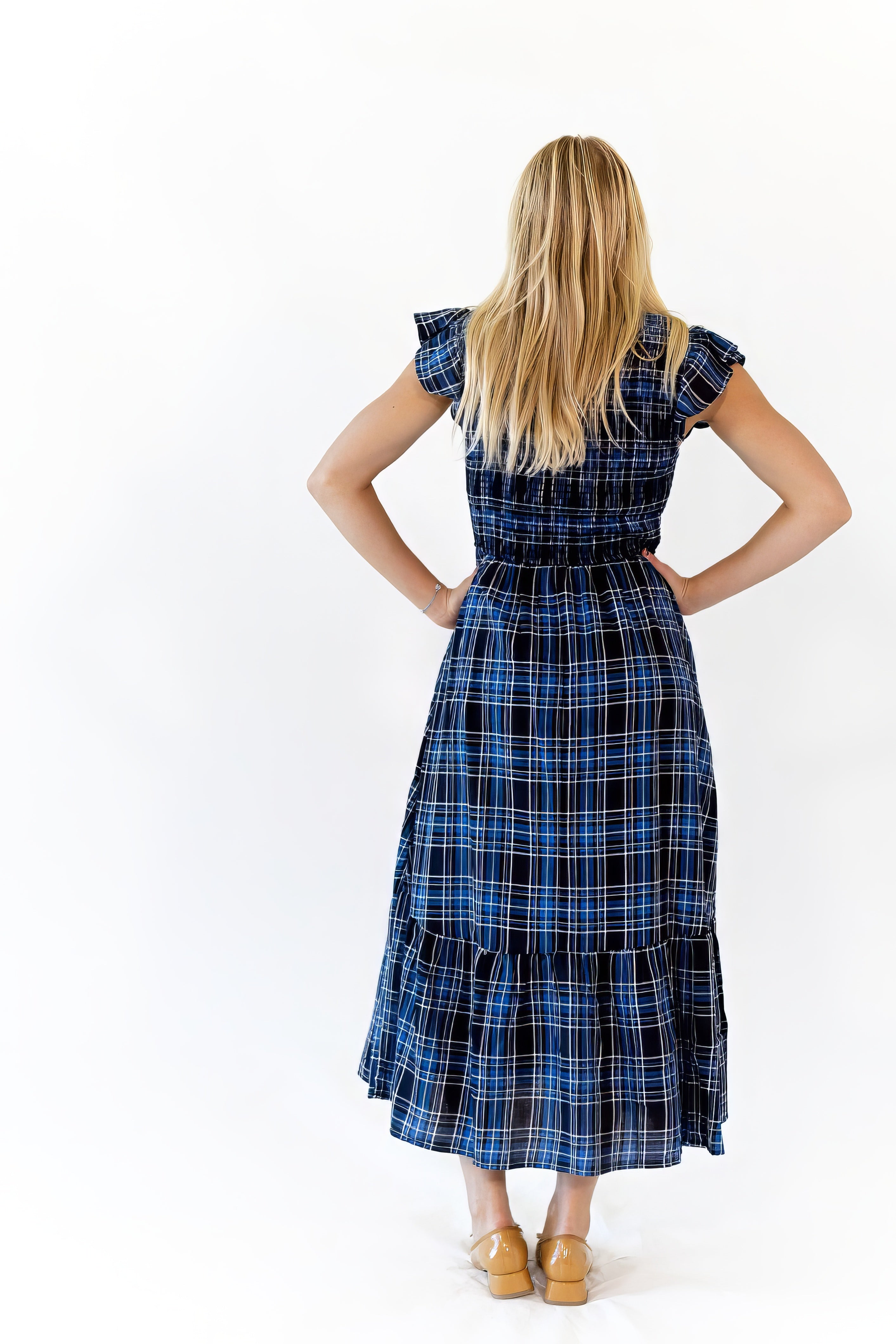 Noah Plaid Smocked Midi Dress