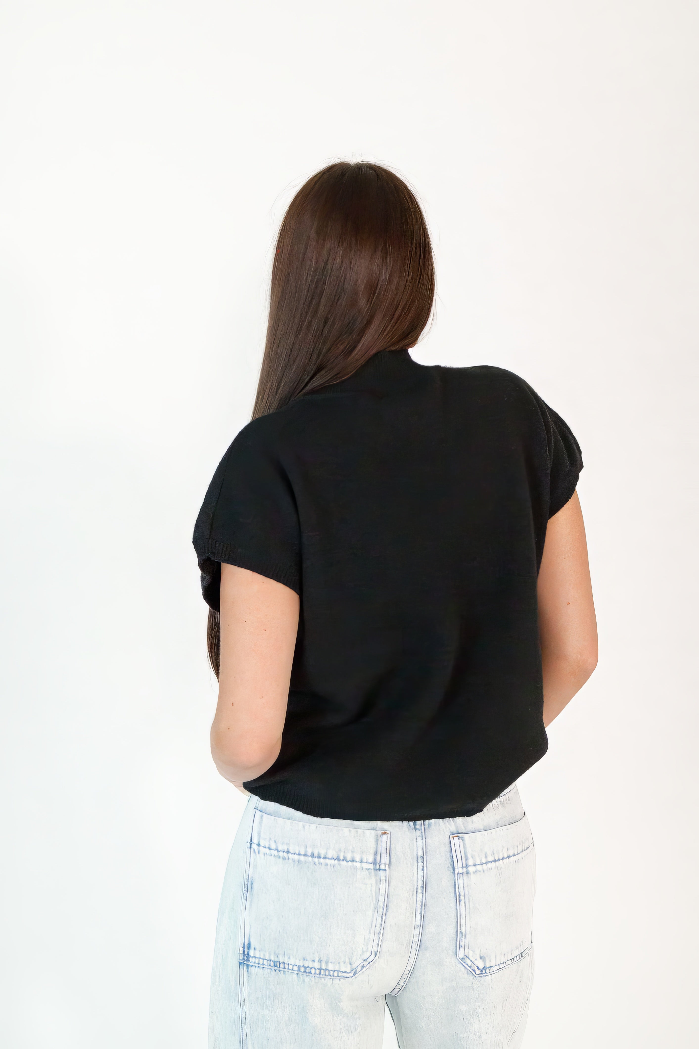 Mitsy Floral Knit Top · Black