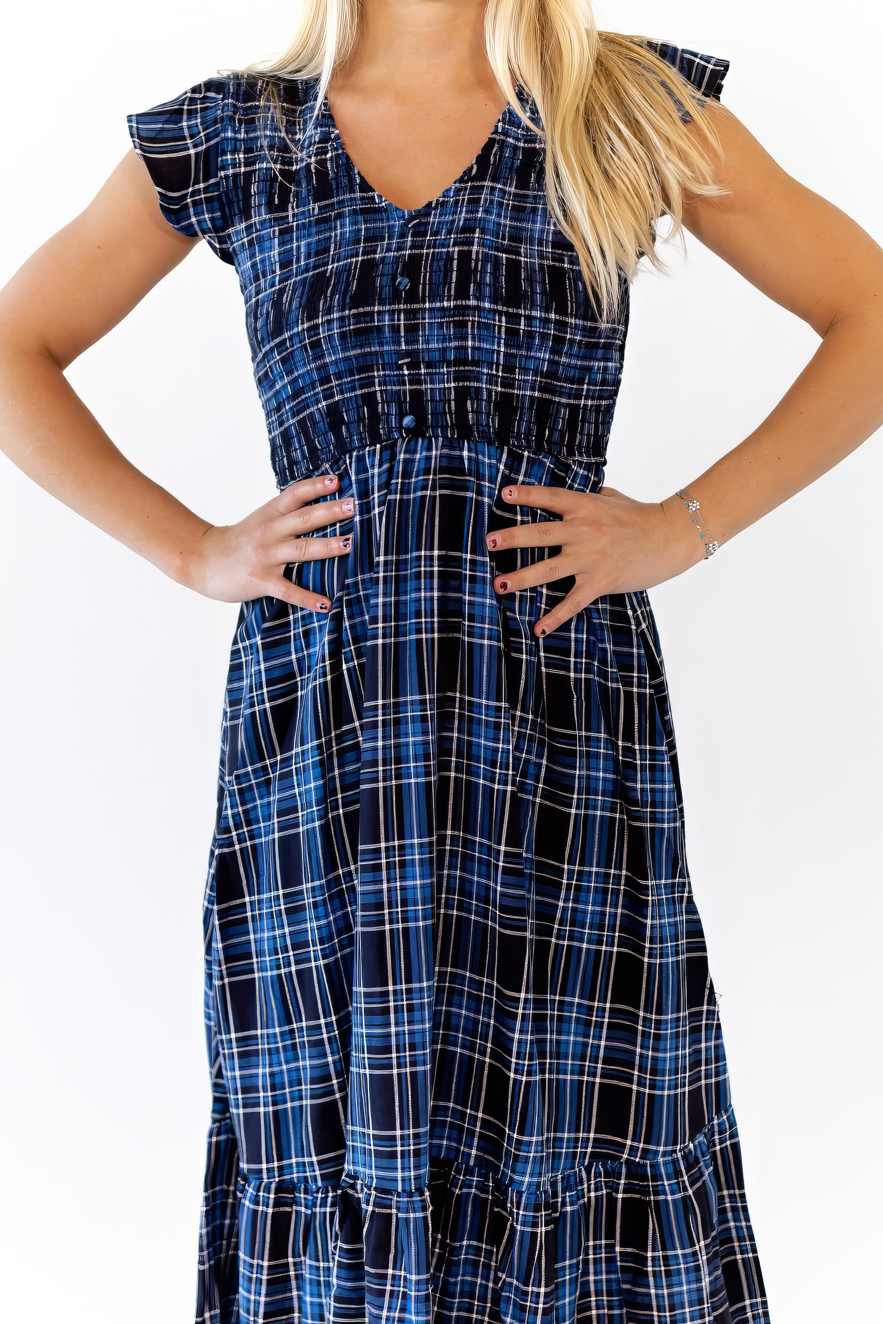 Noah Plaid Smocked Midi Dress