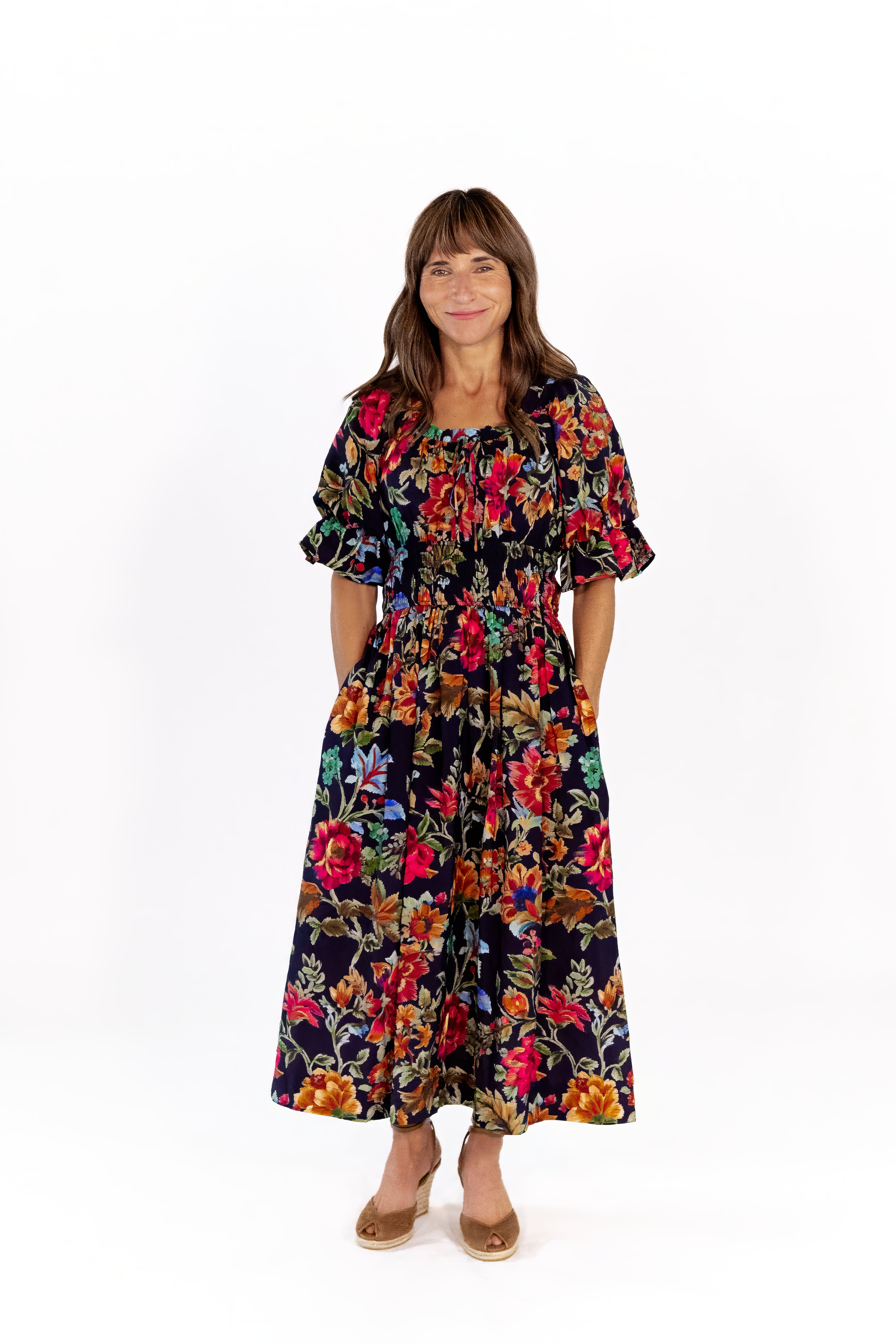 Vesta Floral Midi Dress – Twirl Boutique