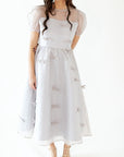 Silver Bow Organza Midi Dress