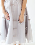 Silver Bow Organza Midi Dress