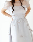 Silver Bow Organza Midi Dress