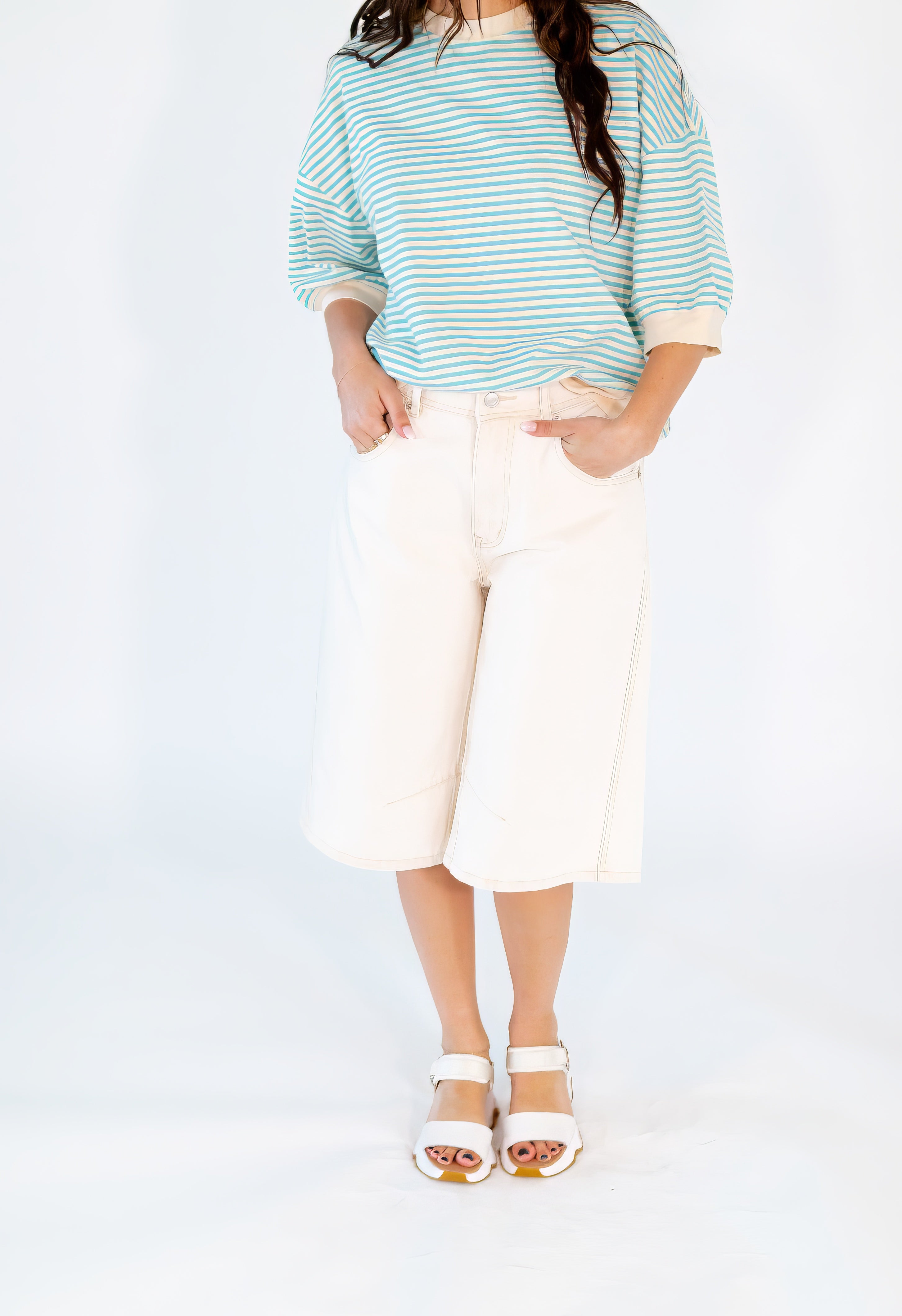 Boyfriend Denim Jorts ・White