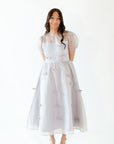 Silver Bow Organza Midi Dress