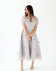 Silver Bow Organza Midi Dress