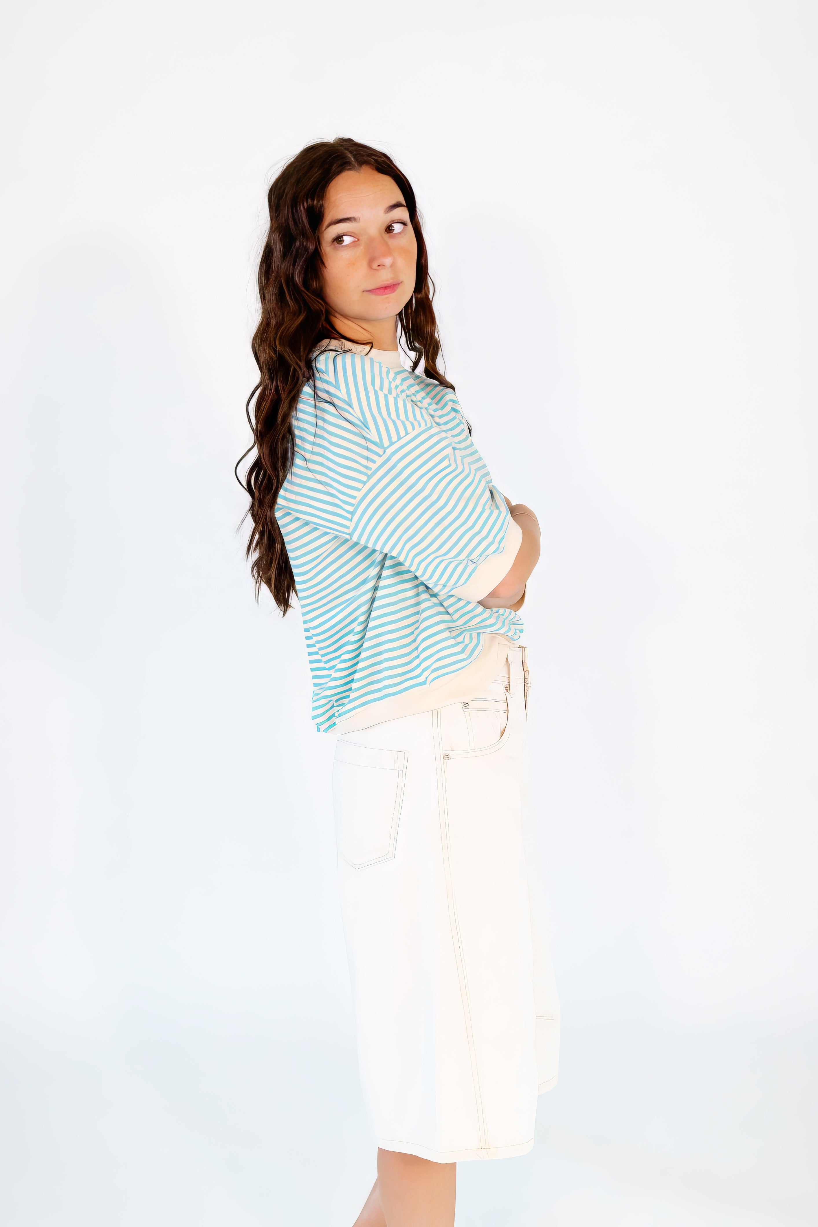 Yves Striped Top ・Blue