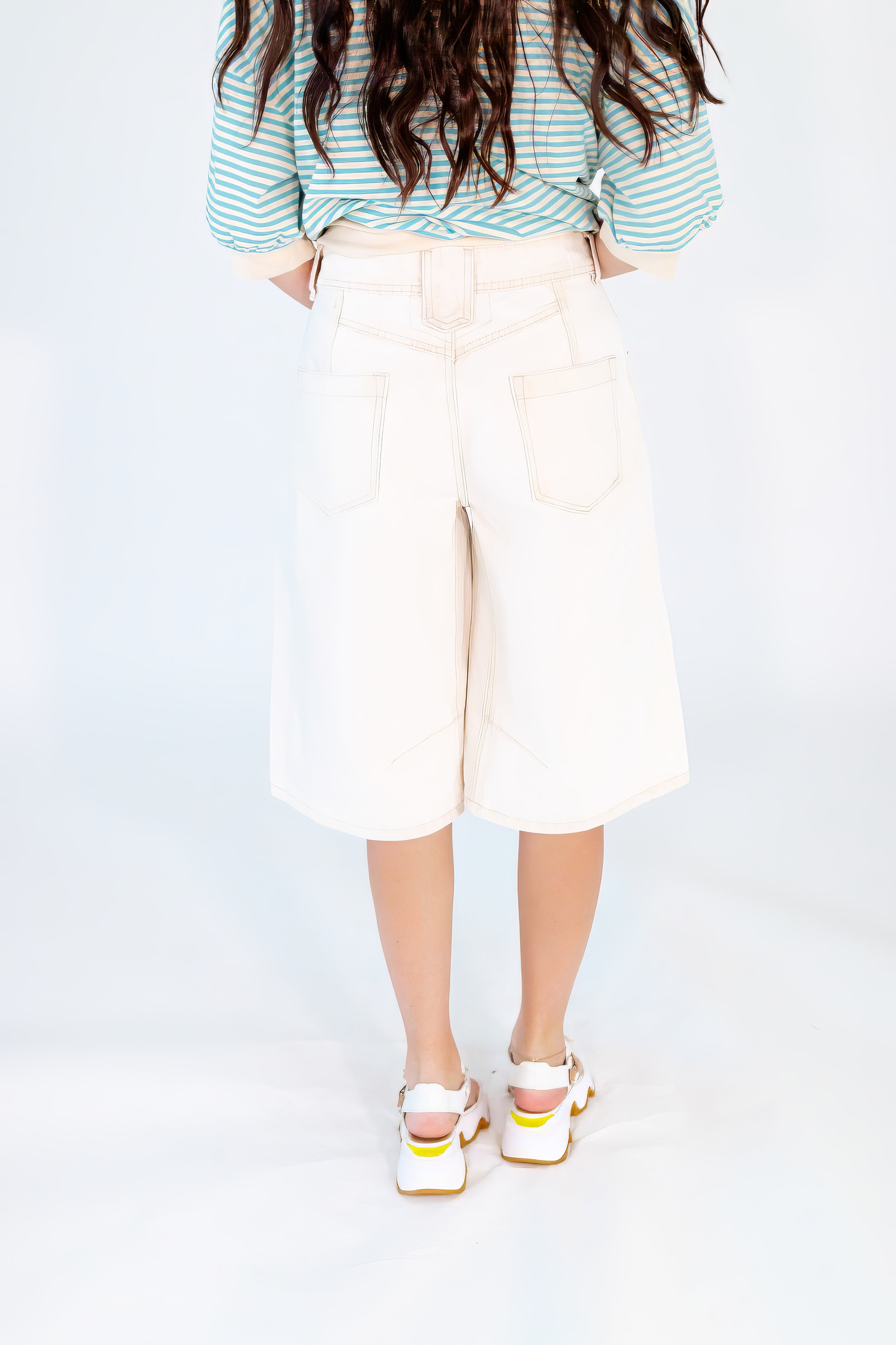 Boyfriend Denim Jorts ・White