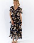 Eli Tiered Ruffle Midi Dress · Navy