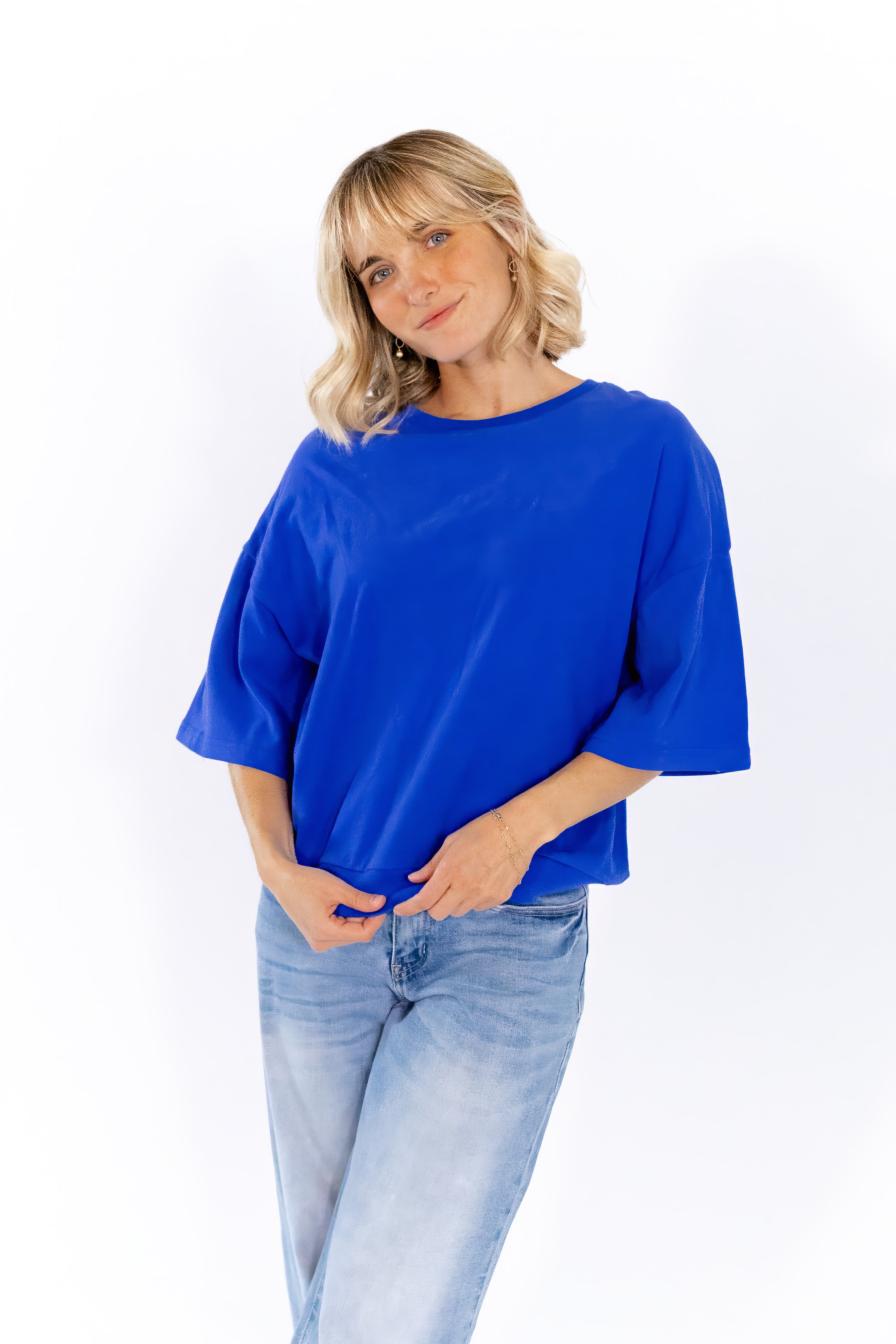 Hana Knit Top · Cobalt