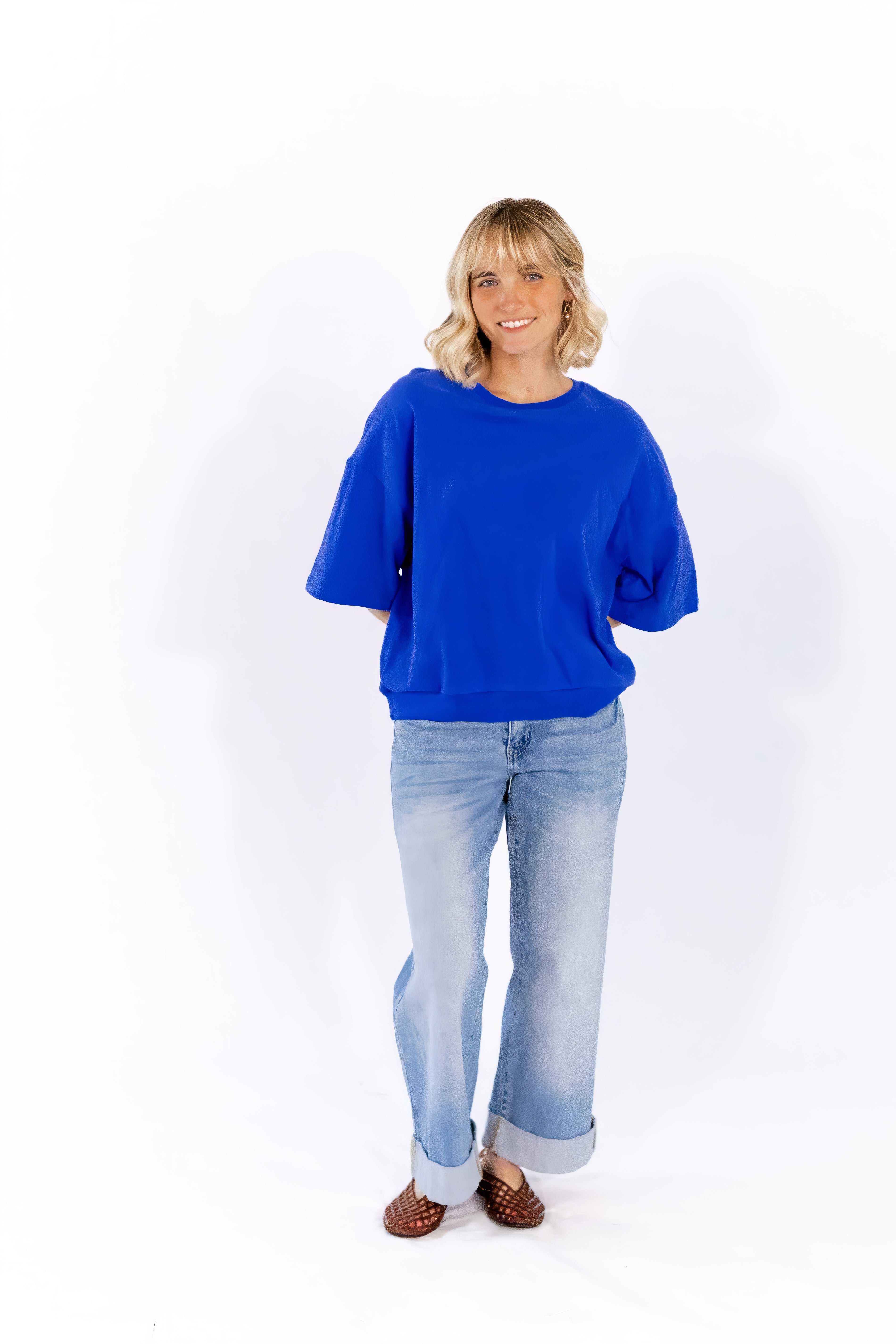 Hana Knit Top · Cobalt
