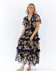 Eli Tiered Ruffle Midi Dress · Navy