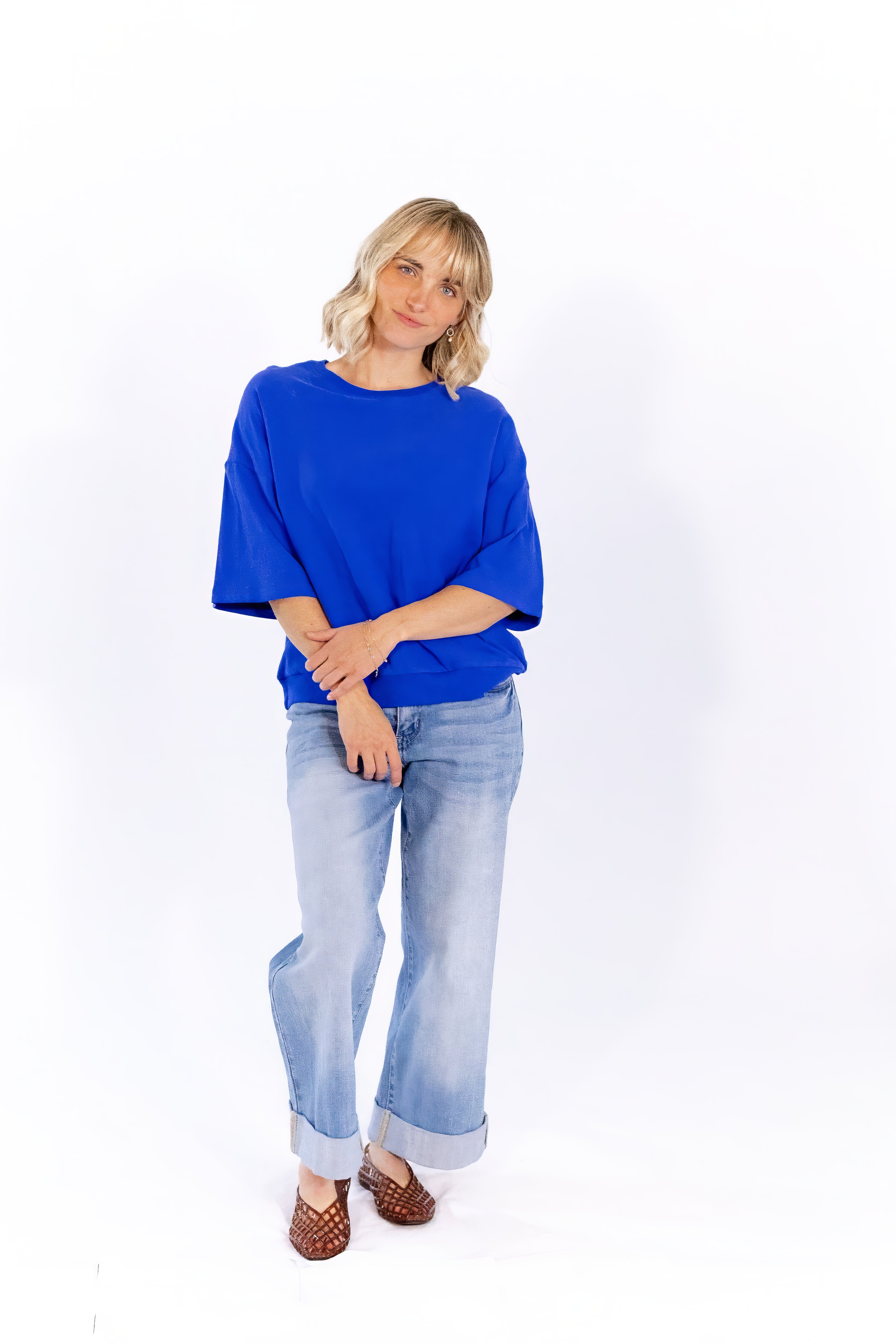 Hana Knit Top · Cobalt
