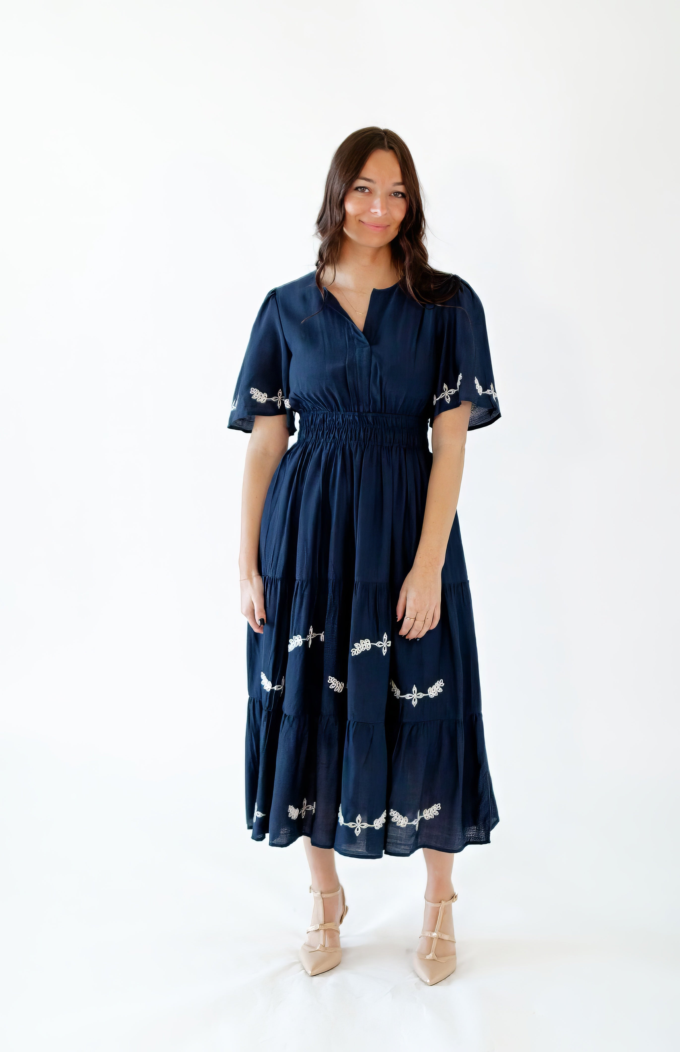 Rosalie Embroidered Midi Dress