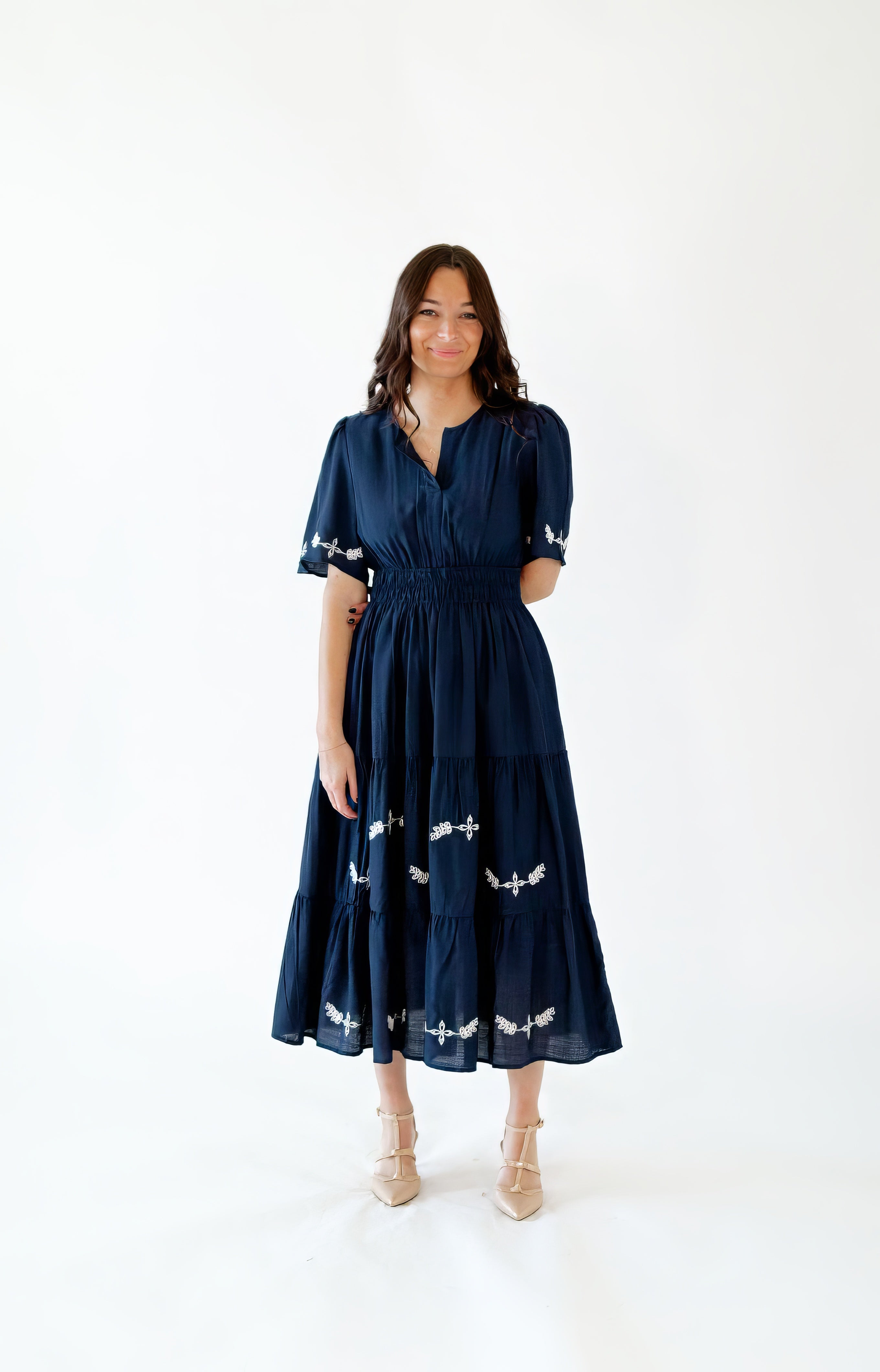 Rosalie Embroidered Midi Dress