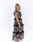 Eli Tiered Ruffle Midi Dress · Navy