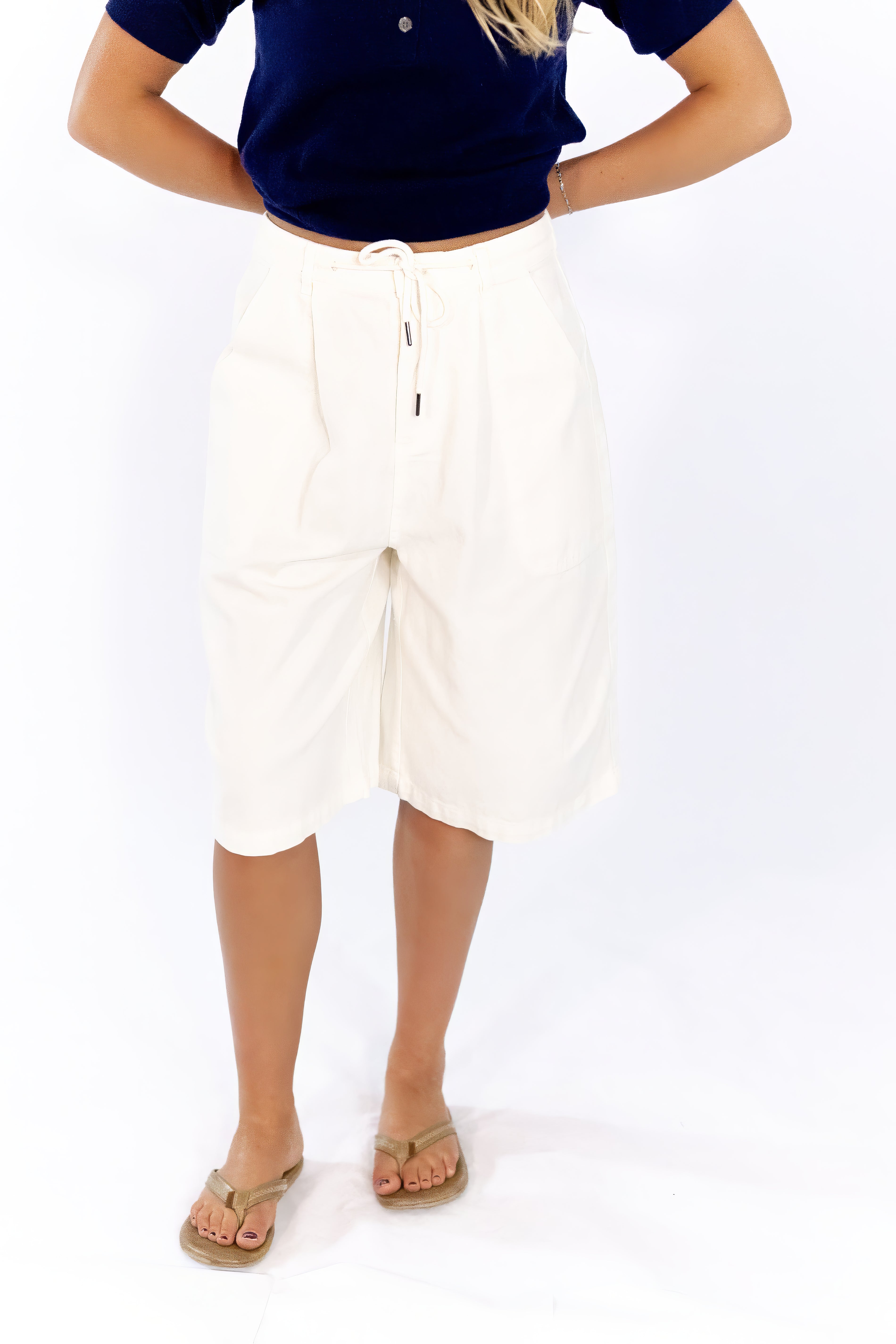 Tiegan Cotton Jorts · White