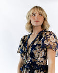 Eli Tiered Ruffle Midi Dress · Navy