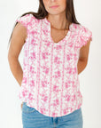 Elena Floral Split Neck Top