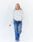 Brixley Polka Dot Bubble Hem Hoodie