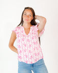 Elena Floral Split Neck Top