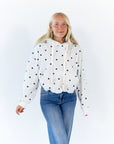 Brixley Polka Dot Bubble Hem Hoodie
