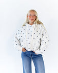 Brixley Polka Dot Bubble Hem Hoodie