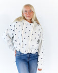 Brixley Polka Dot Bubble Hem Hoodie