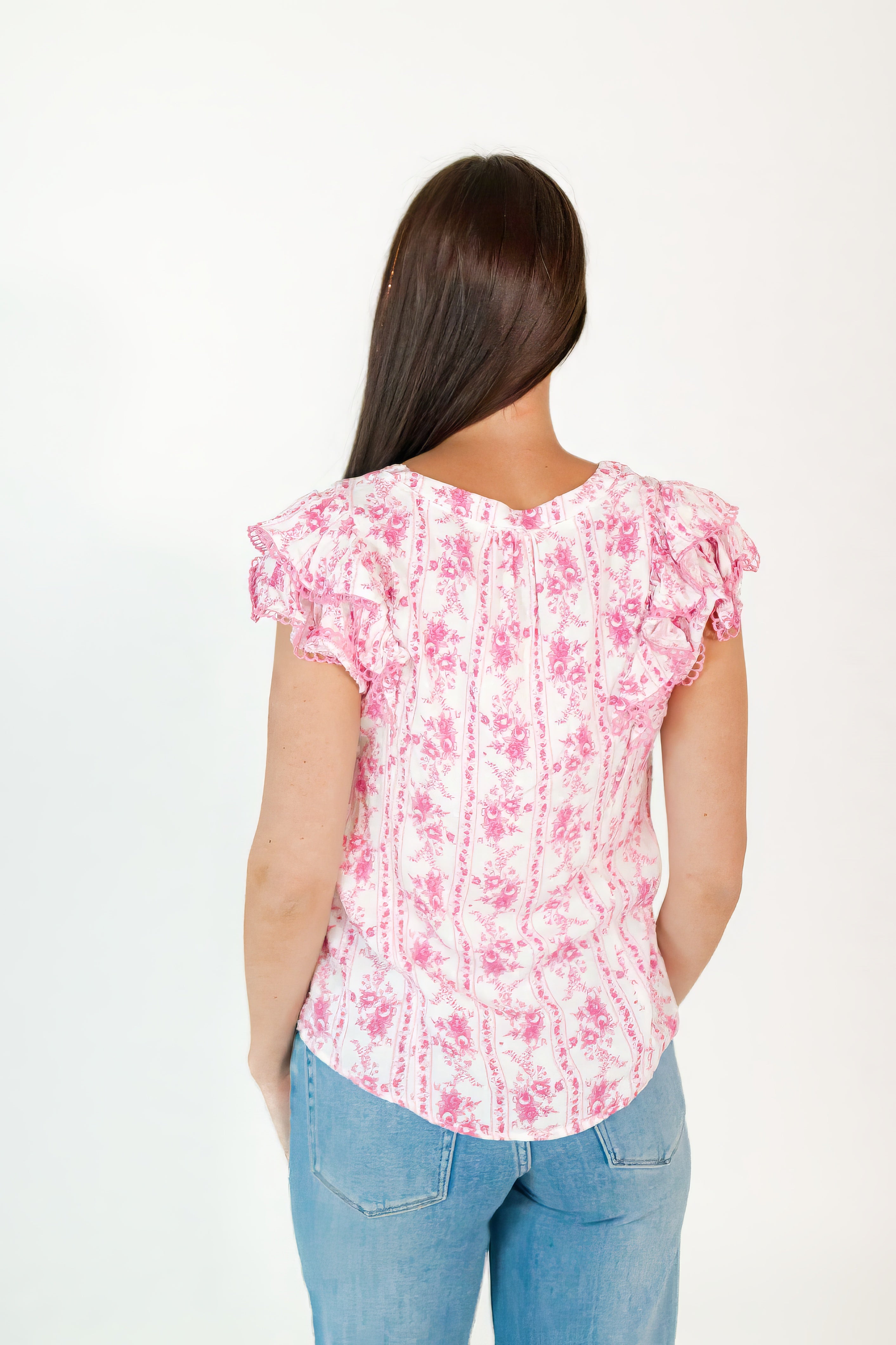 Elena Floral Split Neck Top