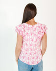 Elena Floral Split Neck Top