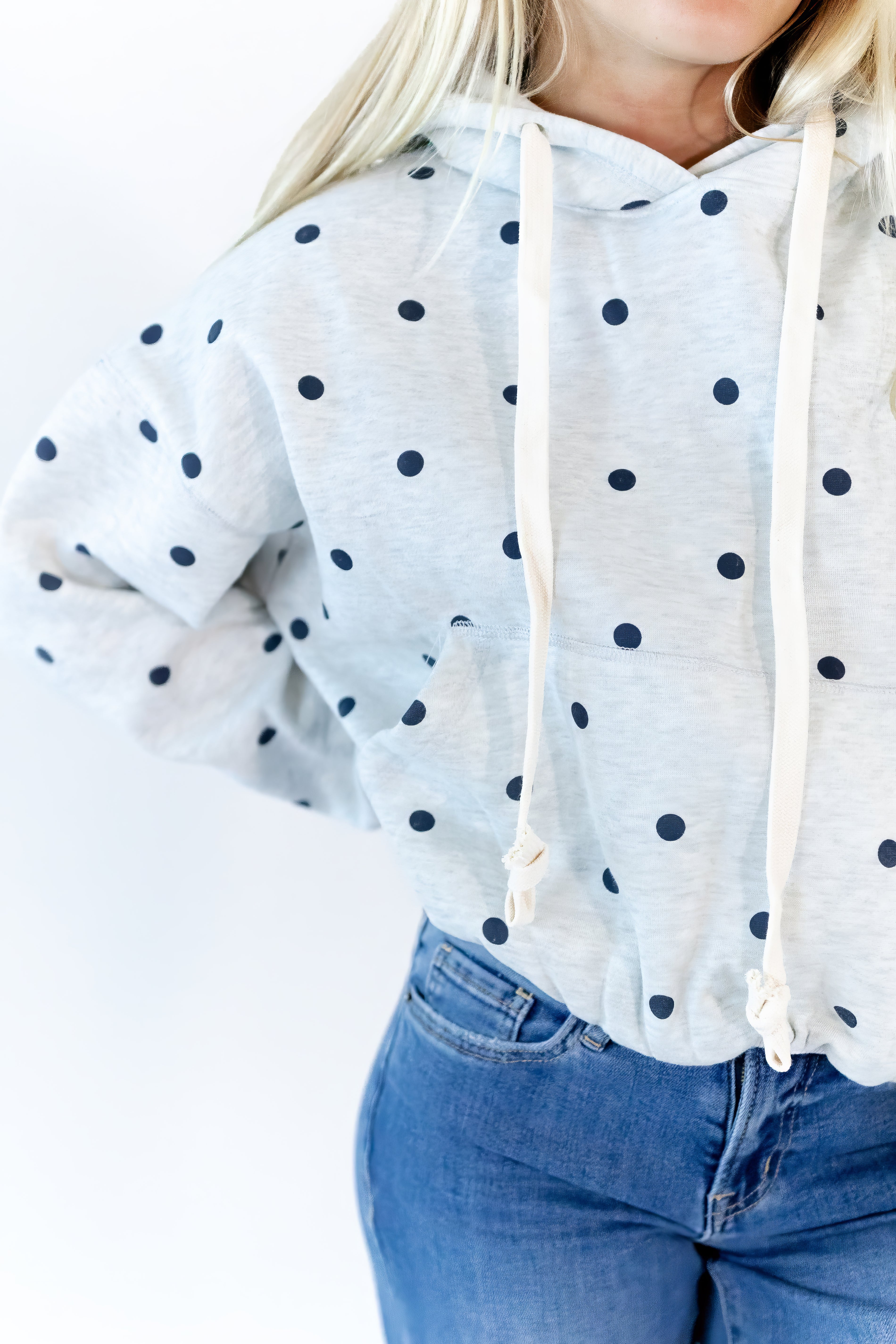 Brixley Polka Dot Bubble Hem Hoodie