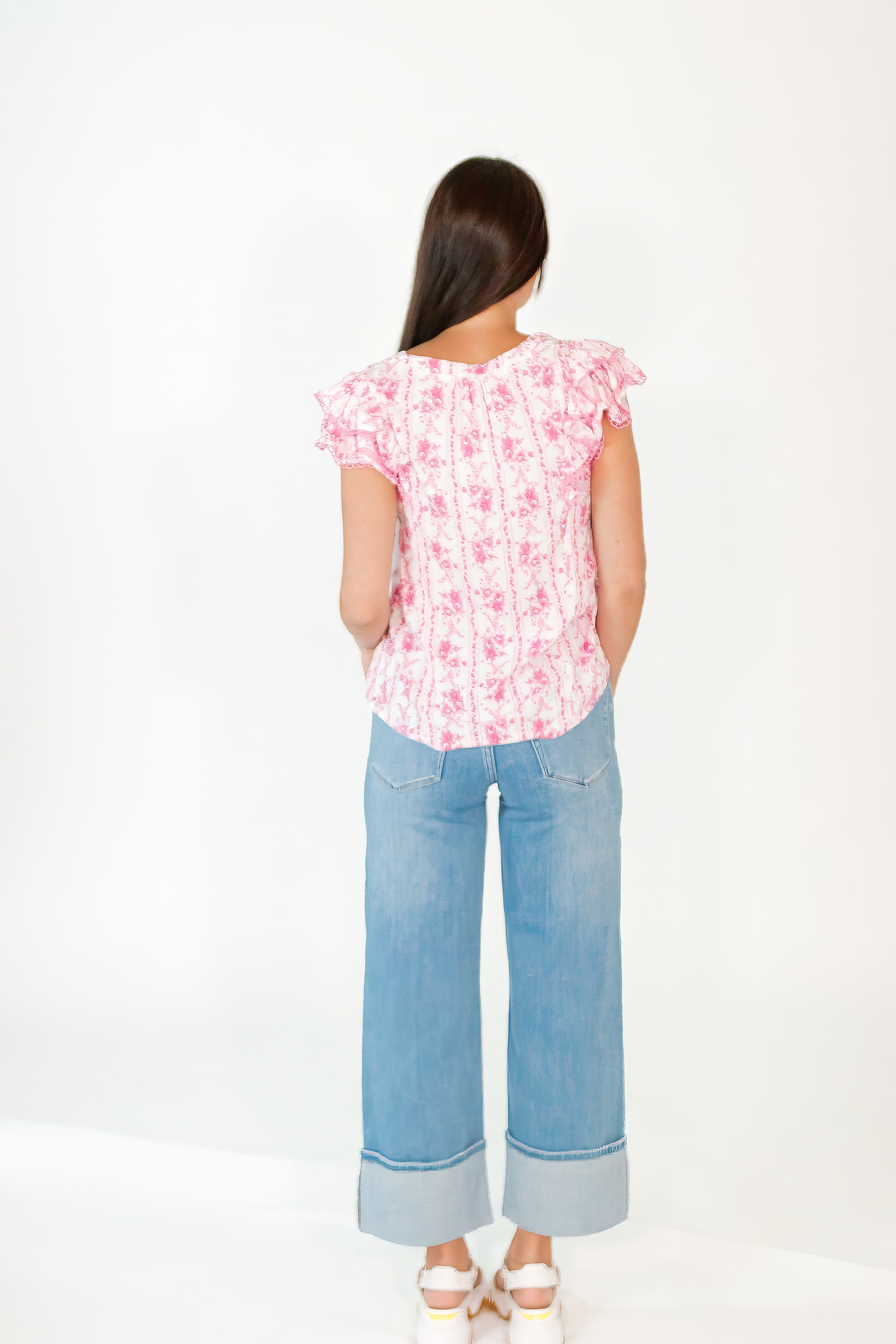 Elena Floral Split Neck Top