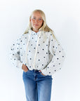 Brixley Polka Dot Bubble Hem Hoodie