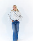 Brixley Polka Dot Bubble Hem Hoodie