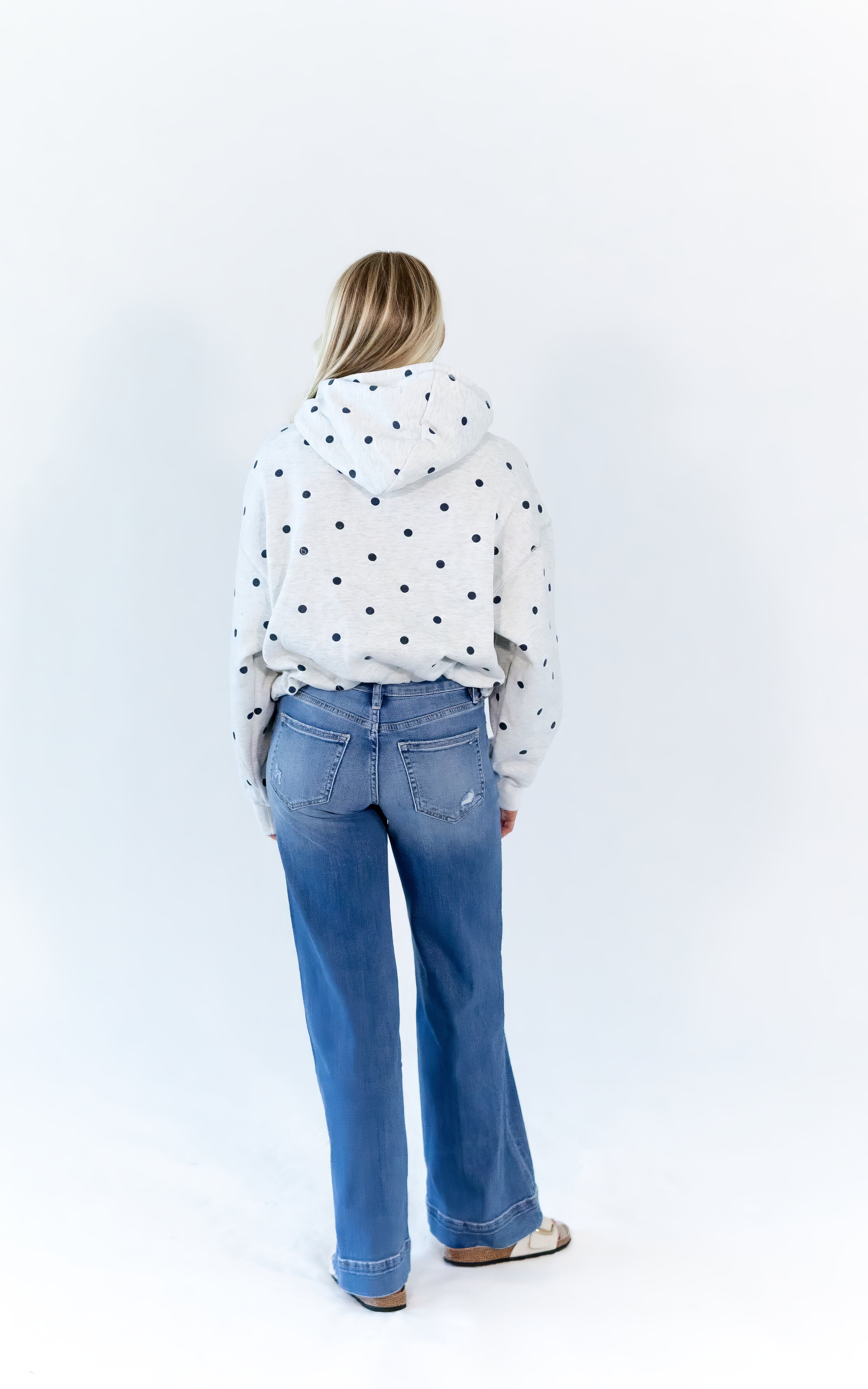 Brixley Polka Dot Bubble Hem Hoodie
