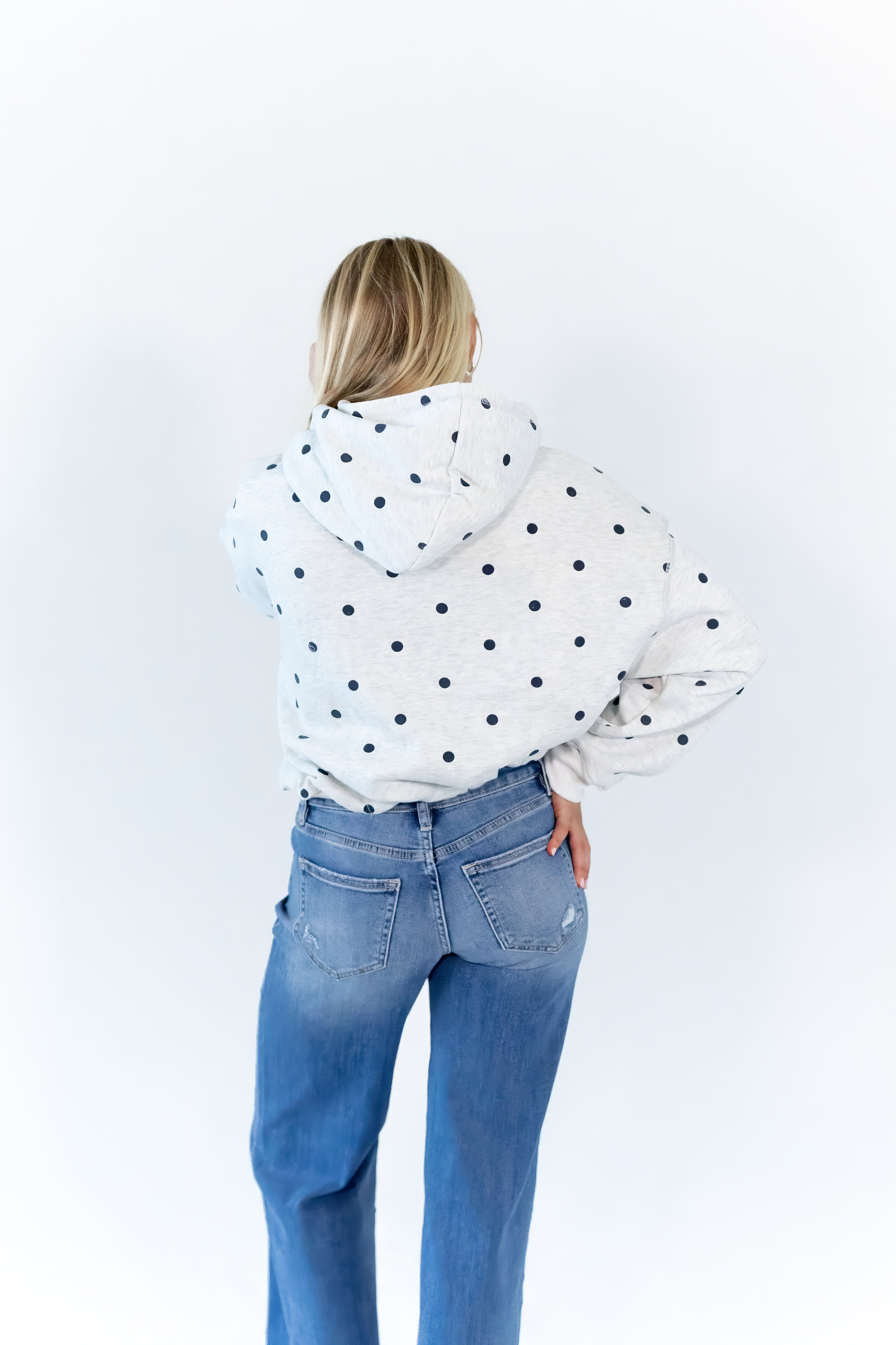 Brixley Polka Dot Bubble Hem Hoodie