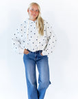 Brixley Polka Dot Bubble Hem Hoodie