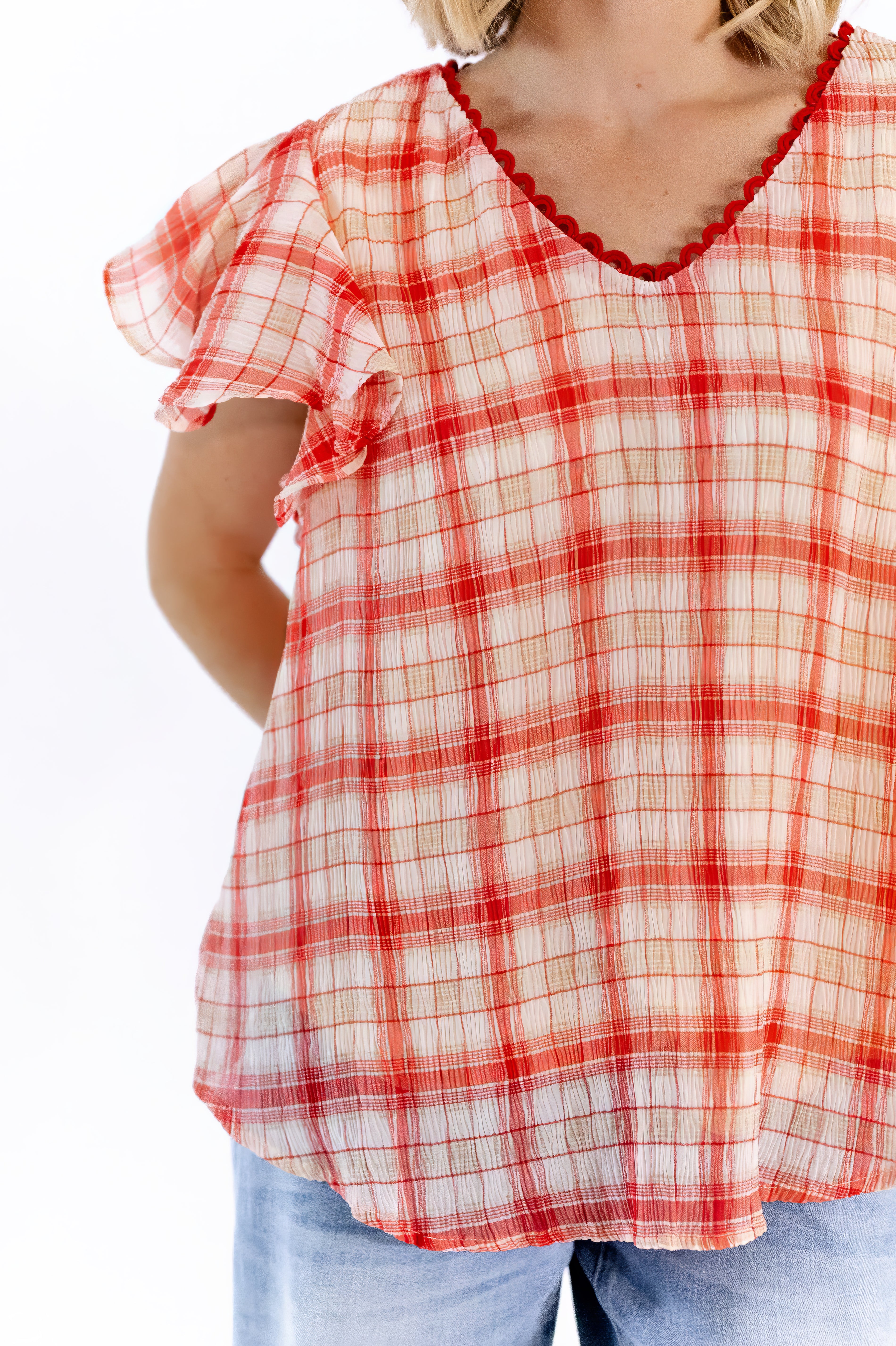 Enzo Plaid Lined Blouse