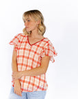 Enzo Plaid Lined Blouse
